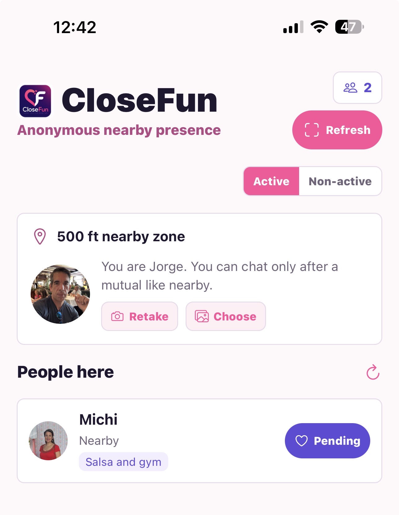 CloseFun nearby people screen
